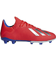 adidas X 18.3 FG - scarpe calcio terreni compatti, Red/Silver/Blue