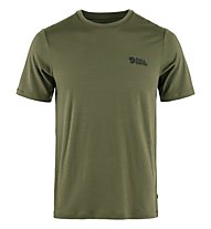Fjällräven Abisko Wool Logo SS M - T-shirt - uomo, Dark Green