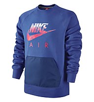 Nike AW77 Fleece Hybrid Sweatshirt felpa, Game Royal/HTR/Bright Crimson