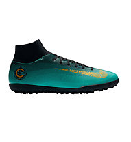 Nike MercurialX Superfly VI CLUB CR7 TF - scarpe da calcio terreni duri, Turquoise/Black