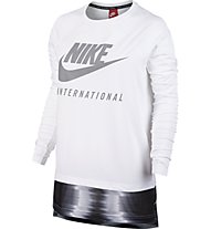 Nike Women International Top Maglia a maniche lunghe fitness donna, White