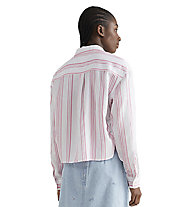 Tommy Jeans Front Tie Stripe - camicia a maniche lunghe - donna, Pink/White
