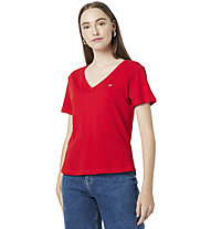 Tommy Jeans Slim Soft V Neck - T-Shirt - Damen, Red