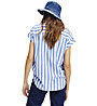 Tommy Jeans Stripe Roll Up - camicia a maniche corte - donna, Blue/white
