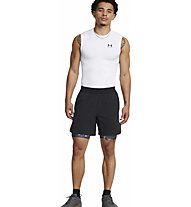 Under Armour HeatGear® Printed Compression M - pantaloni fitness - uomo, Black/Dark Grey