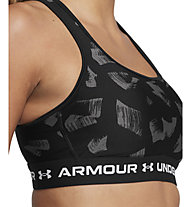 Under Armour UA Crossback MID Print - Sport BH - Damen, Black/Grey