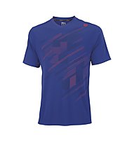 Wilson Blur Plaid V-Neck M - Tennis Shirt, Iris Blue